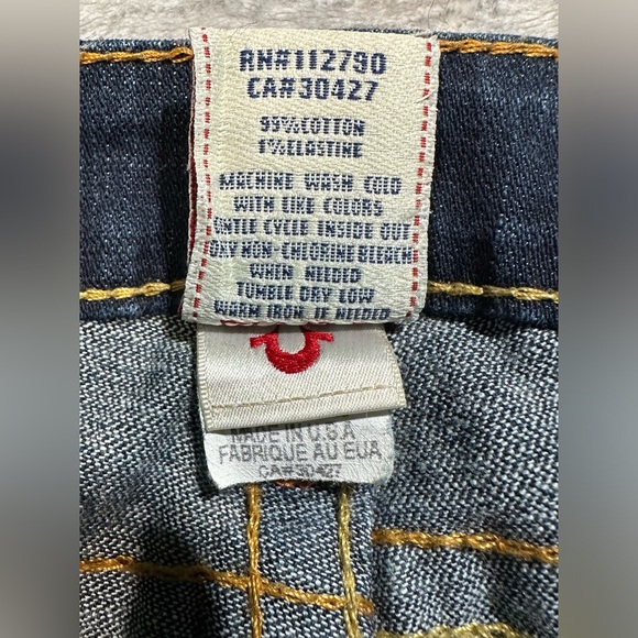 True Religion Johnny Dark Wash Straight Leg Low Rise Size 28 - Picture 10 of 11